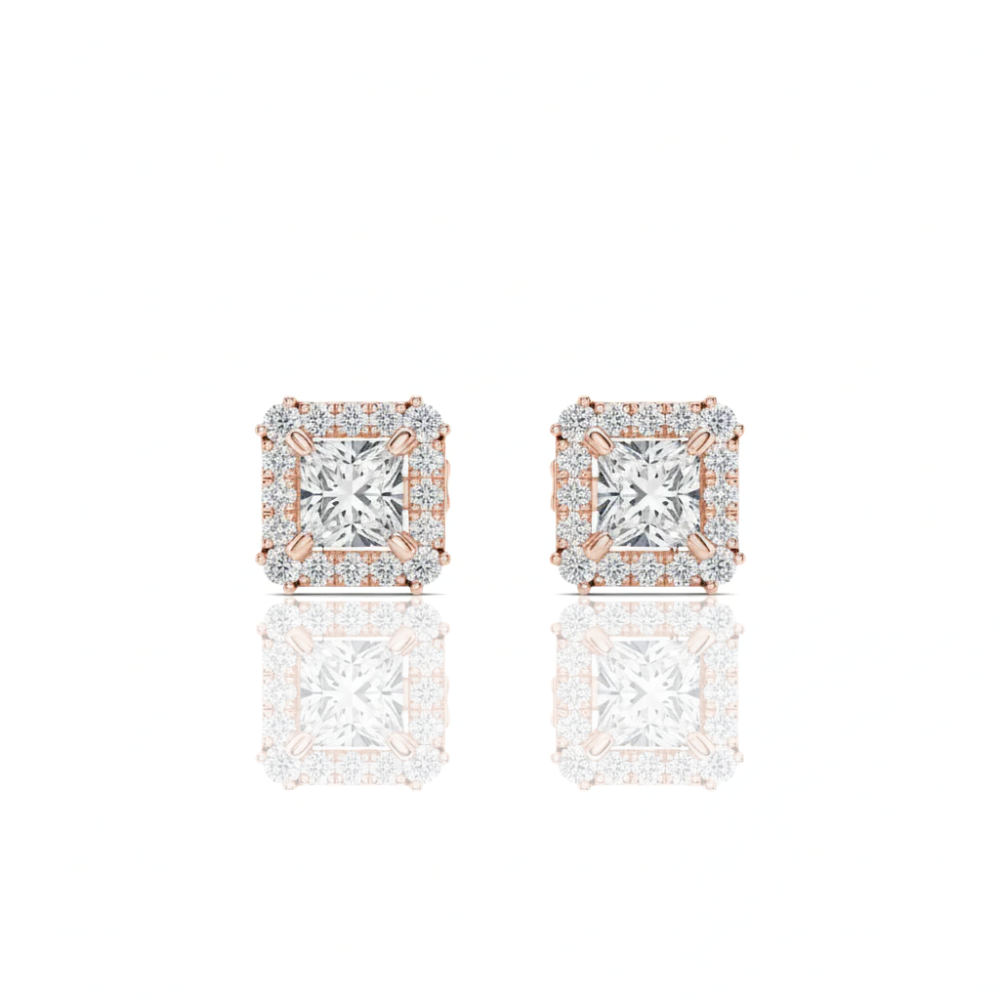 Hip Hop Square Diamond Studs | Princess Cut Iced Out