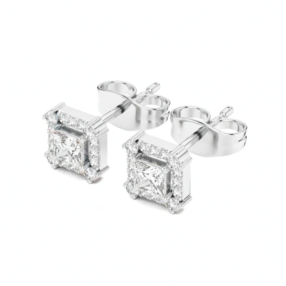 Hip Hop Square Diamond Studs | Princess Cut Iced Out