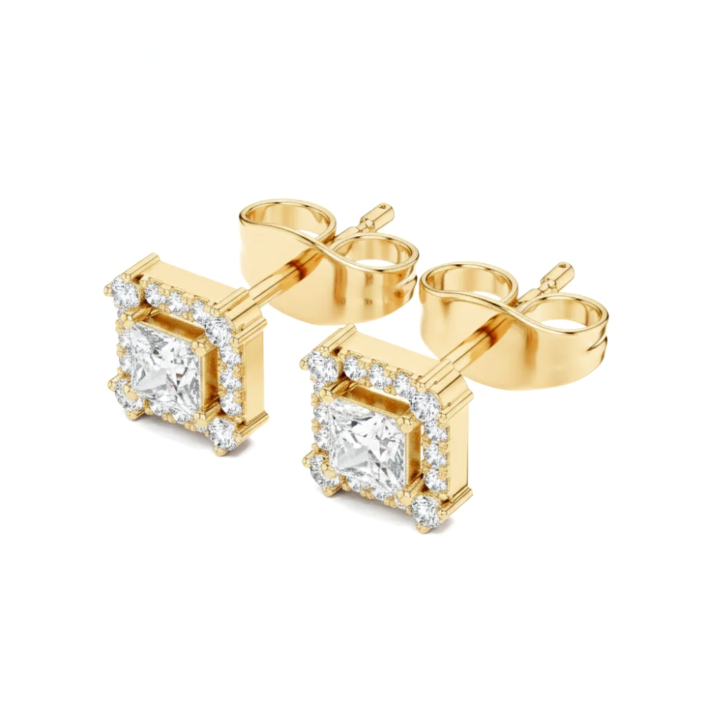 Hip Hop Square Diamond Studs | Princess Cut Iced Out