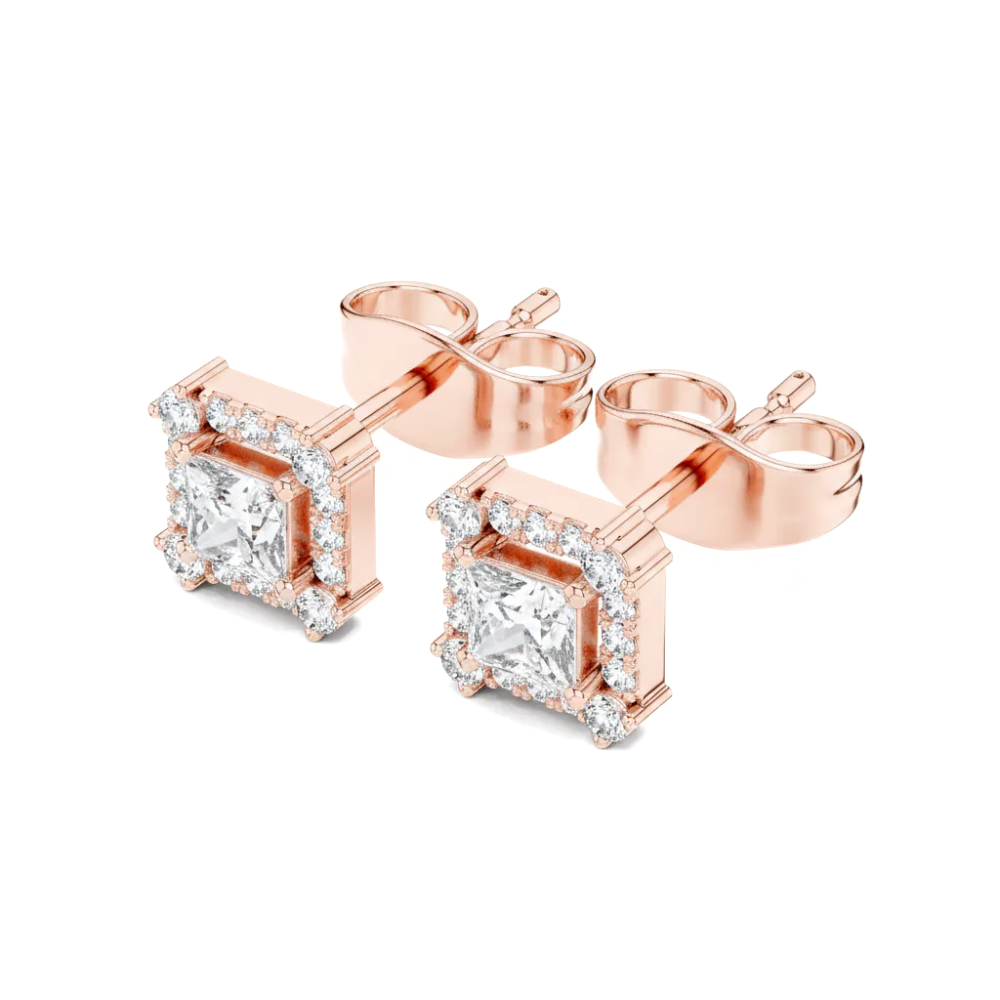 Hip Hop Square Diamond Studs | Princess Cut Iced Out