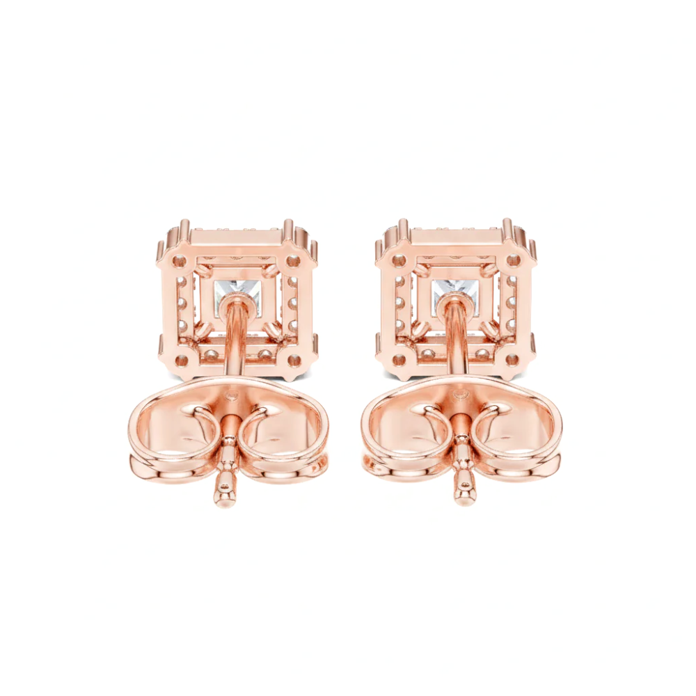 Hip Hop Square Diamond Studs | Princess Cut Iced Out