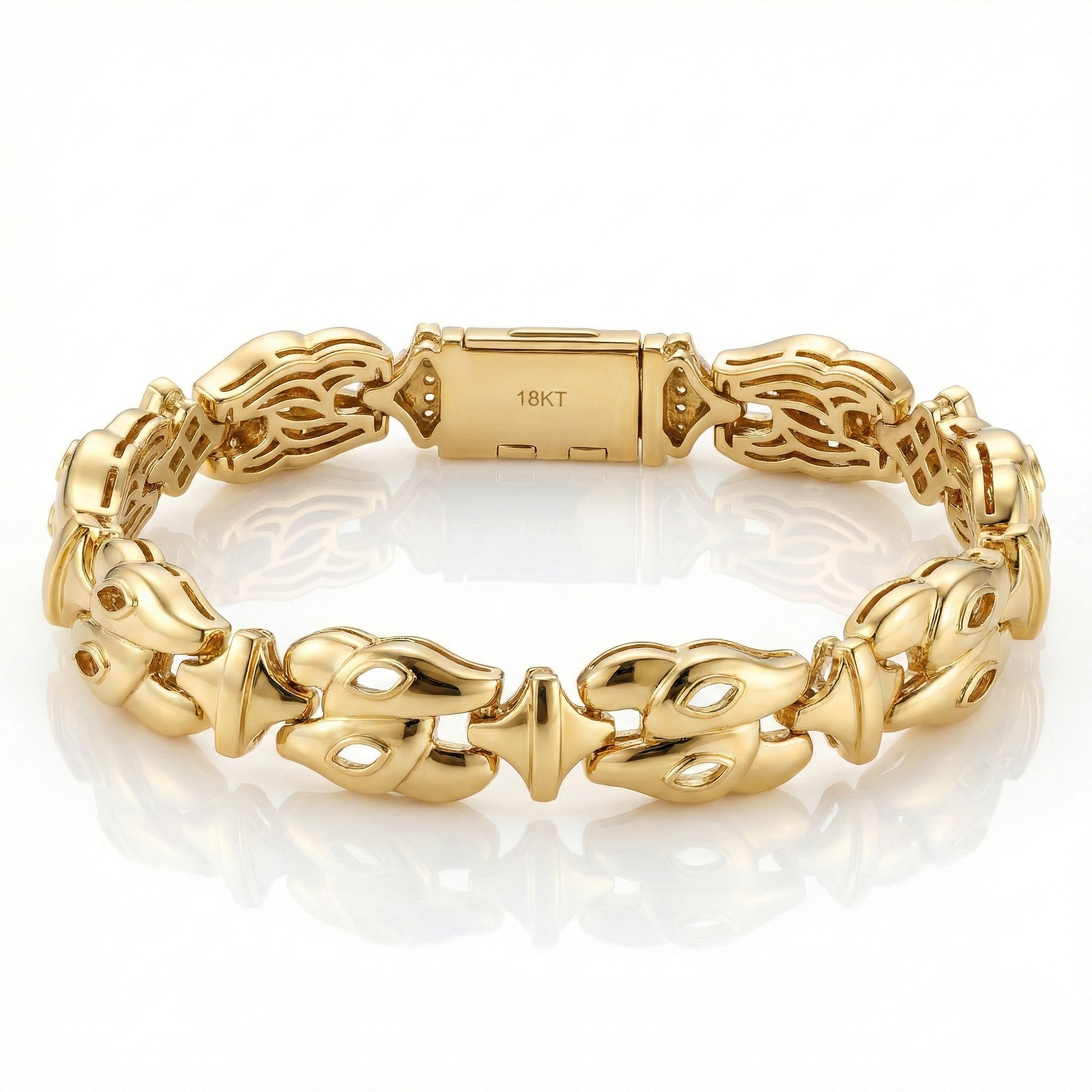 Hip Hop Rococo Link Bracelet in Solid Gold