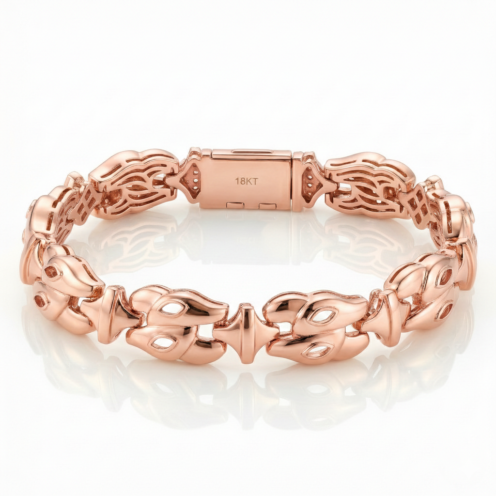Hip Hop Rococo Link Bracelet in Solid Gold