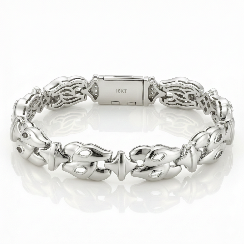 Hip Hop Rococo Link Bracelet in Solid Gold