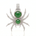 Luxury Spider Pendant | Round Cut Diamonds & Jade in Gold
