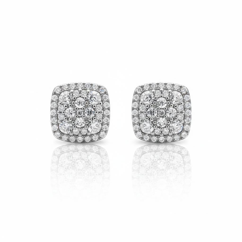 Hip Hop Round Cut Pavé Cluster Earrings
