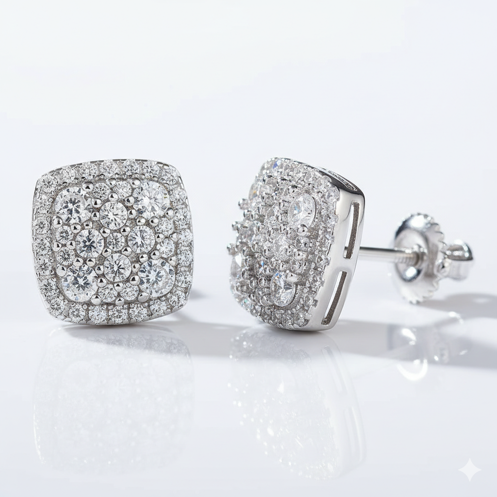 Hip Hop Round Cut Pavé Cluster Earrings