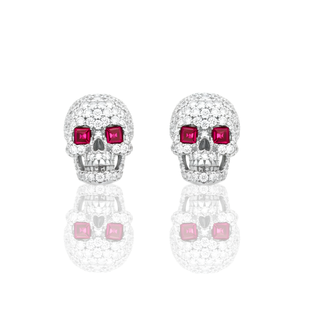 Hip Hop Skull Diamond Earrings | Iced Out Statement Studs