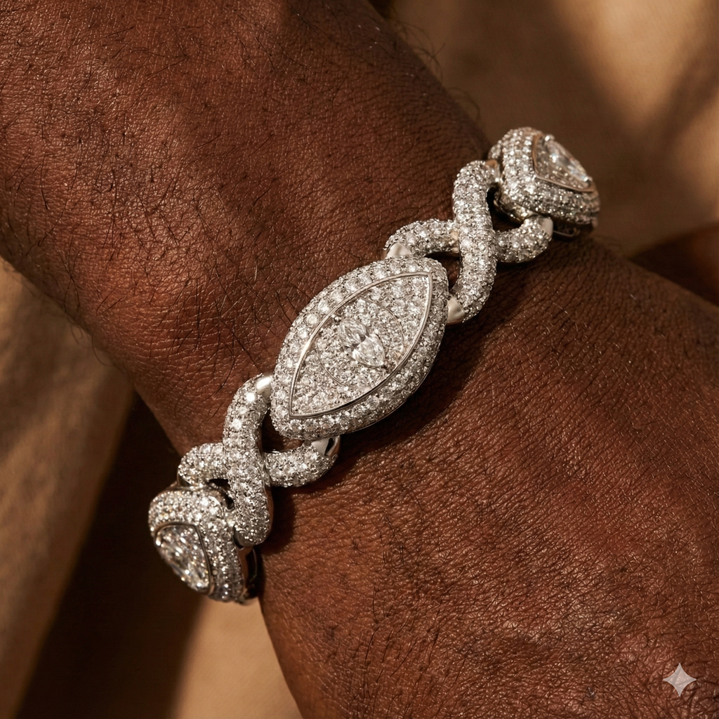 Hip Hop All-Seeing Eye Bracelet – Iced Pavé Diamond Links