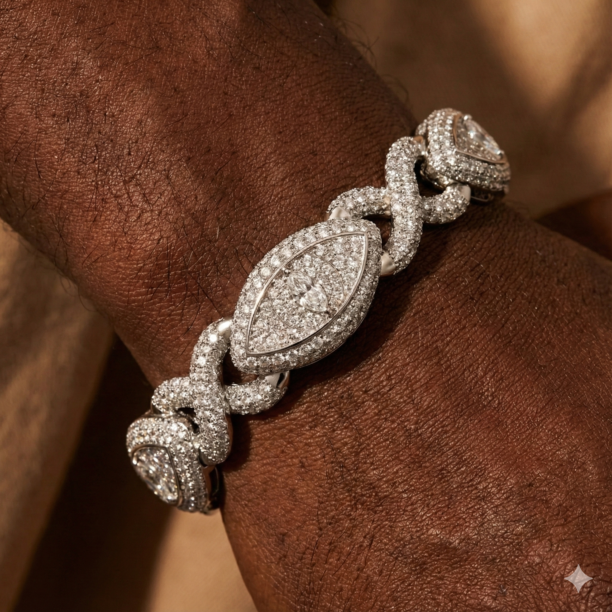 Hip Hop All-Seeing Eye Bracelet – Iced Pavé Diamond Links